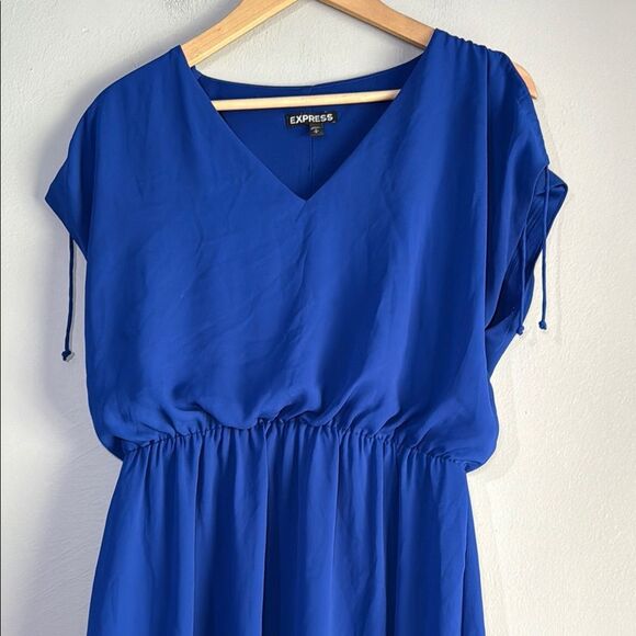 Express Royal Blue V-Neck Dress - Picture 4 of 10